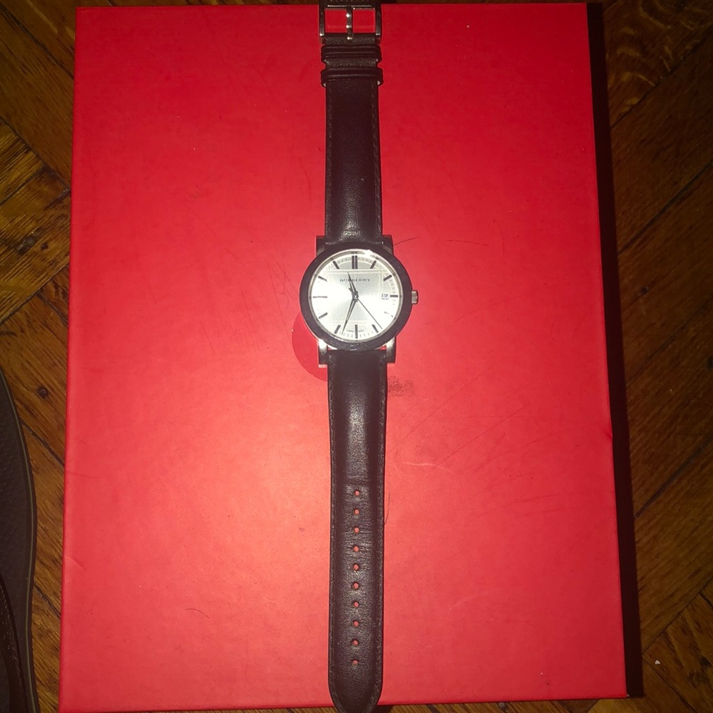 Burberry leather strap watch